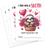 Classroom Valentine'S Day Cards, 30 Pack Sloth Greetings Valentine'S Day Cards For Kids, 5 X 3.5 Inch School Valentine'S Day Gift Tags, Gender Neutral - Gv004