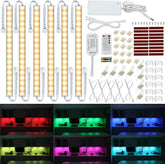 RGB Under Cabinet LED Lighting Kit with Warm White Light Dimmable Linkable LED Light Bars Plug In Setup