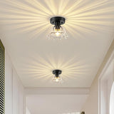 2 Pack Black Modern Semi Flush Mount Ceiling Lights with Glass Shades