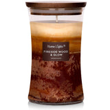 Homelights 3-Layer Candles For Home Scented, 21.52 Oz Natural Soy Wax Scented Candles Burns Up To 100 Hours, Large Jar, Fireside Wood & Glow