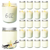 24 Pcs 6 Oz Vanilla Scented Soy Candles Set,Mason Jar Bulk Candles For Gifts,Aromatherapy Candle,Great Stress Relieving Scented Candle For Girls As A Gift For Birthdays, Weddings And More!