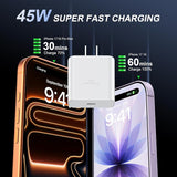 45W USB C Fast Charger with 10FT Type C Charging Cable for iPhone 17 16 15 Pro Max Plus Samsung Galaxy S25 Wall Charger