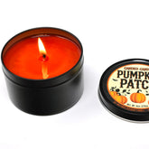Pumpkin Patch 2 - Halloween Candles - Container Candle, 6 Oz - Made With Beeswax, Coconut And Soy - Black Tin Candle - Handmade In The Usa -
