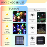 Solar String Lights For Outside, 2 Pack 100 Led Flower Solar Powered Lights String, Solar Lights For Christmas Tree, Patio, Garden, Fence, Bush Decorations.