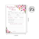 Pink Floral Prediction And Advice Cards For Girls - Pack Of 25 - Pink Girl Baby Shower Games, Wishes For New Parents, Mom & Dad To Be, Mommy And Daddy Message, Game Activity Keepsake Book G140-Pdav