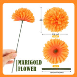 40Pcs Marigold Flowers Heads Bulk 3.15", Artificial Marigold Garland For Day Of The Dead Decor Diwali Cinco De Mayo Fiesta Wedding Festival Party Home Decoration (Orange+Yellow+Red)