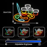 Painting Palette Neon Sign Multicolor LED Wall Light USB Dimmable Art Studio Classroom Decor