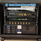 8 Outlet 1U Rack Mount PDU Power Strip 1200J Surge Protector 6FT Cord Metal Black
