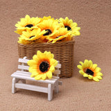 25 Pcs Small Fake Sunflower Heads Faux Yellow Flower Heads Fabric Daisy Flowers Decorative Party Sunflowers Mini Artificial Daisies Craft Floral Flowers