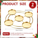2 Pcs Christmas Advent Candle Wreath Ring Metal Candle Holder For Pillar Advent Rustic Candlesticks Holders For Xmas Table Centerpiece Decor Home (Wide,Round)