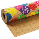 Birthday Wrapping Paper Roll For Kids, 30 Inch X 33 Feet (83 Sq. Ft. Ttl.) Kraft Gift Wrap Paper With Colorful Balloon Pattern For Baby Shower Holiday Party