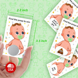 Baby Shower Gender Neutral Scratch Off Poop Game, Easy To Play Silly Games, Funny Idea, Ice Breaker Activity. Raffle Cards, Green Pacifier, Set Of 40 Cards Made In Usa
