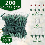 Clear Christmas Lights 50Ft 200 Incandescent Bulbs Warm White Mini Lights With Green Wire For Christmas Tree, Garland, Thanksgiving, Wedding, Party, Home, Indoor & Outdoor Festival Decoration