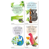 Mini Crocodile Otter Koala Peacock Valentines (Wallet-Sized Cards With Tiny Envelopes) For Valentine'S Day (Set Of 24)