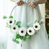 Artificial White Flower, 24 Pcs Black And White Flowers, 11 Inch Silk Anemone Flower, Stems Pu Real Touch Fake Flowers In White With Black Center For Wedding Memorial Day Centerpiece Home Kitchen