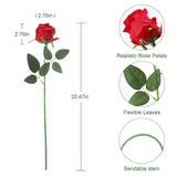 12Pcs Red Roses Artificial Flowers – Realistic Silk Velvet Fake Flowers With Long Stems For Valentines Day Wedding Bouquets Home Decoration Party Centrepieces & Diy Floral Arrangements