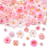 100Pcs Mini Faux Flower Heads Pink Artificial Flower Heads Small Silk Flower Fake Peony Daisy Flowers For Craft Garland Wedding Party Supply Home Decoration