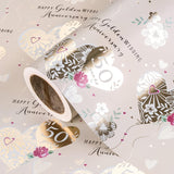 50Th Anniversary Wrapping Paper Roll - Mini Roll - 17 Inch X 33 Feet - Gold Foil 50 Years Happy Golden Wedding Anniversary Design Perfect For Celebration, Party