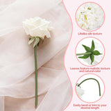 10Pcs Artificial Roses Single Stem, 10.2 Inch White Roses Artificial Flowers, Silk Fake Rose Flower, Real Touch Faux Rose Flowers With Stems For Wedding Centerpieces Party Birthday Home Decor