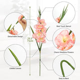 Peachy Pink Gladiolus Artificial Flowers 3 Pcs Silk Flowers With Stems Fake Flower For Vase Spring Summer Indoor Decoration Faux Florals Stems Fillers For Table Centerpieces, Wedding, Home Decor