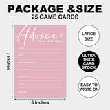 Pink Theme Bridal Shower Games - 25 Guest Cards, Wedding Advice Cards, Interactive Games - English, Modern Style, 2+ Players, Age 18+, 5X7 Inches, Pack Of 25