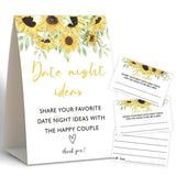 Sunflower Date Night Games,Date Night Ideas,Wedding Shower Game,Rustic Bridal Shower Decorations,Popular Bridal Shower Game,Set Including 1 Sign And 50 Date Night Ideas Cards-08