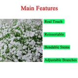 30 Pcs Fake Flowers Babys Breath Artificial Flowers Realistic White Babies Breath Gypsophila Flowers Artificial Bulk Faux Gypsophila Breath Flowers For Bouquet Garland Floral Arrangement Wedding Party
