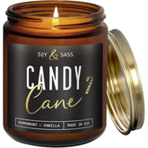 Peppermint Candle - 'Candy Cane' Christmas Candle W/Menthol, Peppermint & Vanilla - Infused With Essential Oils I Christmas Candles Scented I 9Oz, 50Hr, Made In Usa