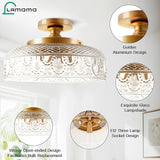 12 Inch Gold Globe Glass Ceiling Light 3 Light Semi Flush Mount Fixture