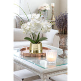 Artificial White Phalaenopsis Orchid Flower Arrangements Faux Orchid Flower In Gold Pot Orchid Centerpiece For Dining Room Table