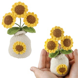 Crochet Flowers Pot Artifical Sunflower For Office Desk Car Dashboard Decor Emotional Support Flowers Gifts For Teacher Women Student Handmade Knitted Flowers Birthday Christmas Party Home