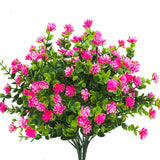 Artificial Flowers, Fake Outdoor Uv Resistant Plants Faux Plastic Greenery Shrubs Indoor Outside Hanging Planter Home Kitchen Office Wedding, Garden Decor (Pink)