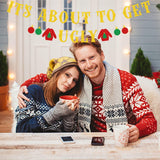 It'S About To Get Ugly Banner, Glittery Red Green Christmas Party Decorations Banners Winter Holiday Garland Photo Props Banner For Party Home Office Decorations