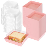 100 Pcs Charcuterie Boxes With Clear Lids 5 Inch Disposable Mini Square Charcuterie Boxes Paper Bakery Food Containers For Valentine'S Day Family Party Sandwich Sushi Cookie Cake Fruits Slice (Pink)