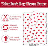 100 Sheets Valentine'S Day Tissue Paper Red And White Heart Wrapping Paper Romantic Art Craft Gift Packing For Diy Mother'S Day Wedding Anniversary Birthday Baby Shower Holiday Party Decor