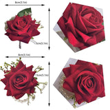 Corsage And Boutonniere Set Artificial Flower Wrist Corsage And Boutonniere For Men Groom Groomsmen Bride Bridesmaids,Wedding Prom Suit Decorations (1, Red)
