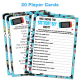 20 Birthday Game Cards - 2 Games, This Or That And Who Knows The Birthday Boy Best Party Activity