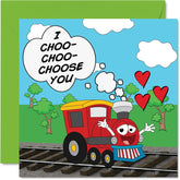 Funny Valentine'S Day Card For Husband Wife Boyfriend Girlfriend - Choo- Choo- Choose - Funny Anniversary Card For Women Men Her Him, 5.7 X 5.7 Inch Greeting Cards For Fiance Fiancee