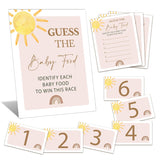Guess The Baby Food Game Shower, 8X10 Inches Sign 25 Answer Cards And 6 Number Cards, Boho Sunshine Shower Party Decorations Supplies Favors - E04