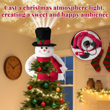 Lighted Christmas Tree Topper Christmas Snowman Tree Topper Projector 3D Led Snowman Hat With Rotating Snowflake Projection, Festive Holiday Decoration For Christmas Tree&Home Décor