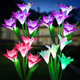 4 Pack Solar Lily Garden Lights 7 Color Changing Waterproof Outdoor Patio Yard Decor