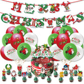 Christmas Party Supplies, 48 Pcs Merry Christmas Decorations Sets With Banner, Balloons, Cake Cupcake Toppers For Party Decor