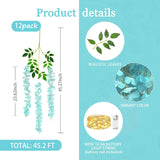 12 Pack Teal Wisteria Hanging Flowers Garland With Lights, 3.77 Feet Artificial Flower Vines, Fake Wisteria, Artificial Vines Hanging Garland For Backdrop Outdoor Patio Garden Decor