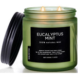 Eucalyptus & Mint Soy Candles For Home Scented, 11.6Oz 70 Hour Burn Aromatherapy Candle Gift For Stress Relief, Meditation, Yoga, Relaxing Spa, Reusable Jar For Men And Women