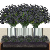 12 Bundles Black Artificial Flowers For Outdoor 11.8'' Silk Fake Flowers For Decoration Plastic Bouquet Uv Resistant Artificial Outdoor Plants For Garden Window Box Front Porch Decor