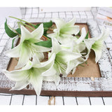 6 Pcs Artificial Lily Real Touch Fake Flowers Lily For Wedding Home Party Garden Shop Office Decoration Easter Lily (White, 6)