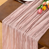 Dusty Pink Boho Rustic Cheesecloth Gauze Table Runner Valentine‘S Day 20"×120" Cheese Cloth Table Runner 10Ft For Winter Birthday Party Wedding Ceremony Baby Shower Holiday Decoration