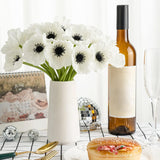 Artificial White Flower, 24 Pcs Black And White Flowers, 11 Inch Silk Anemone Flower, Stems Pu Real Touch Fake Flowers In White With Black Center For Wedding Memorial Day Centerpiece Home Kitchen