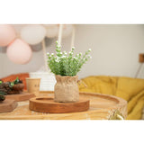 Babys Breath Artificial Flowers In Small Burlap Bag Vases 3Pcs -Gypsophila Faux Flowers Farmhouse Home Coffee Table Bookshelf Office Desk Decorations Kitchen Dining Room Fake Plants Indoor