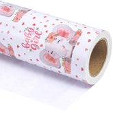 Baby Girl Wrapping Paper - Mini Roll - 17 Inch X 33 Feet - Adorable Pink Elephant Design For Baby Shower, Party, Holiday